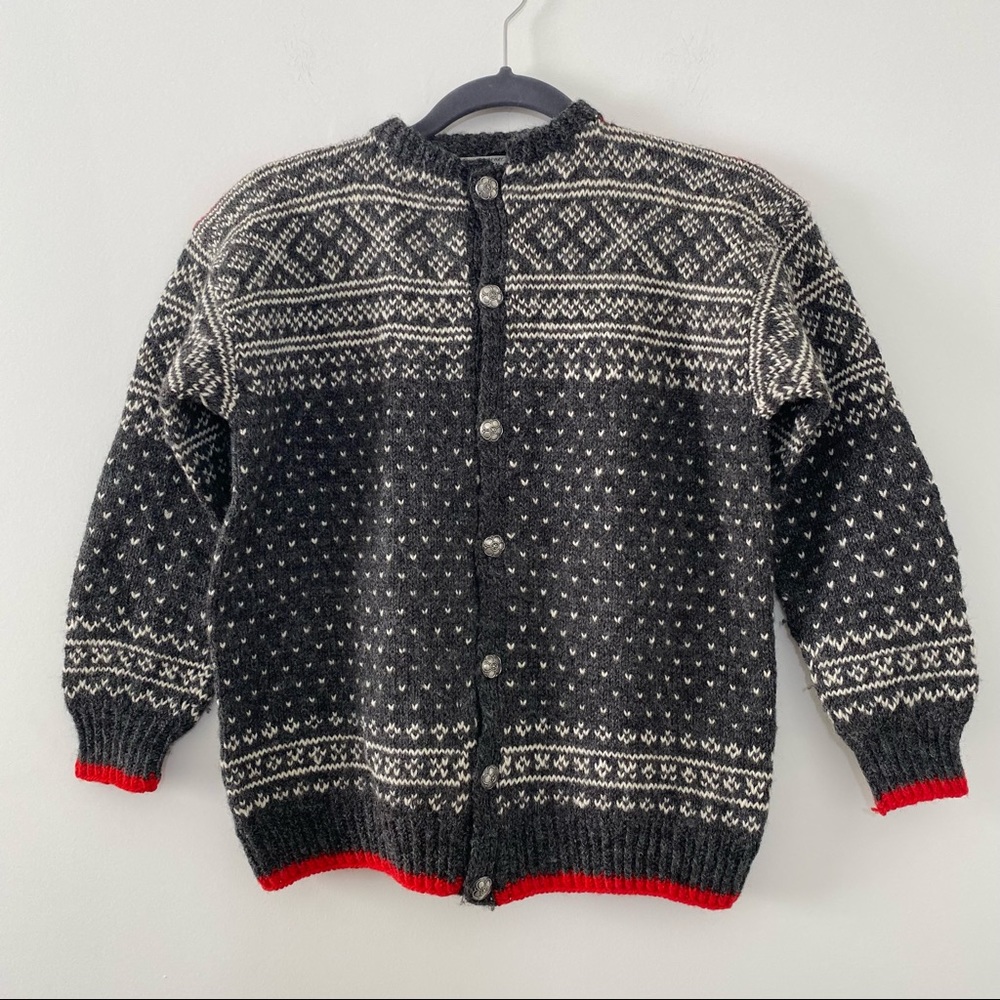 Vintage Husfliden Virgin Wool Hand Knit Cardigan
